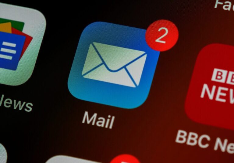 closeup of mail app icon on phone